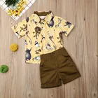 PudcocoЛетняя одежда для маленьких мальчиков Милая рубашка с короткими рукавами и принтом животных топы короткие штаны комплект из 2 предметов Деловая одежда