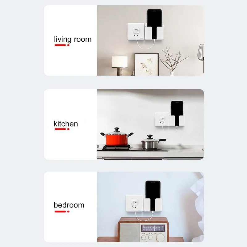 

Wall Mounted Organizer Storage Box Remote Control Mounted Mobile Phone Plug Wall Holder Charging Multifunction Holder Stand