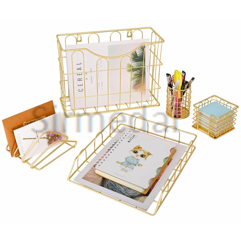 Настольный органайзер набор из 5 предметов держатель для карандашей с золотыми