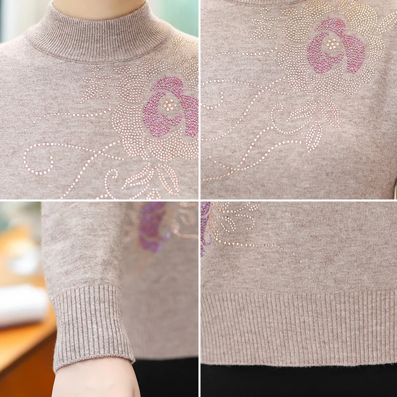 Новинка весна-осень 2020 Женский пуловер с высоким воротником свитер вязаные топы