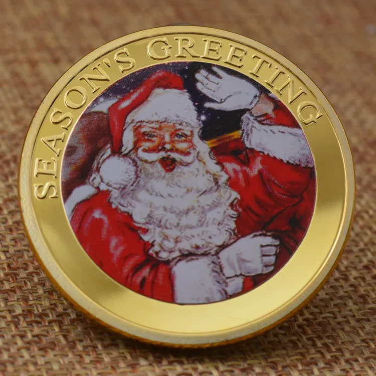 

Season's Greeting Collectible Silver Gold Plated Souvenir Coin Merry Christmas Creative Gift Collection Gift Commemorative Coin