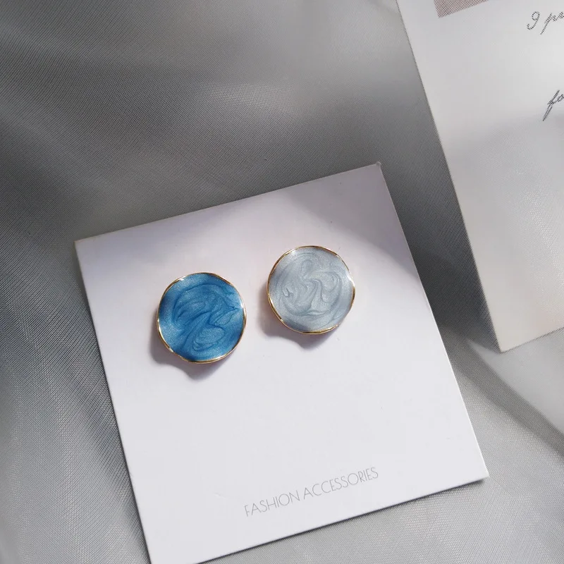 Модные асимметричные серьги S925 Needle для творчества женщин высокое качество синие