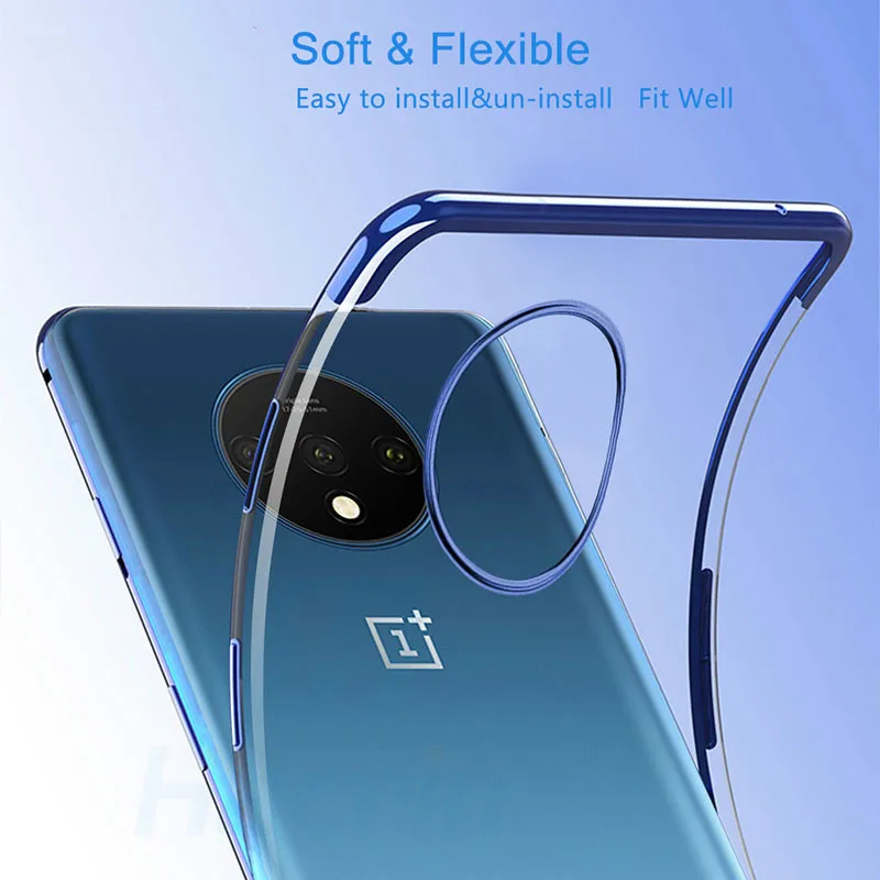Мягкий прозрачный чехол для телефона Oneplus 7T с лазерным покрытием силиконовый