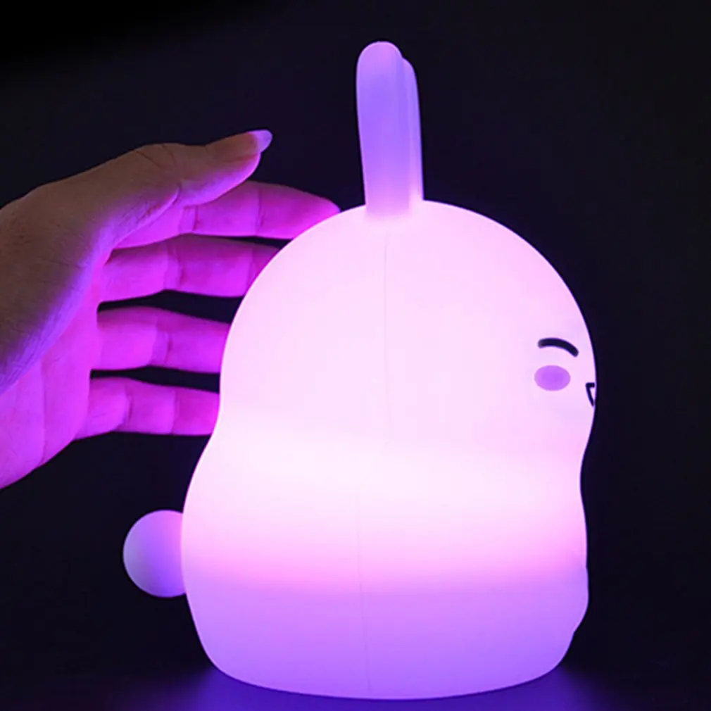 

Rabbit Night Light LED Kids Rabbit Night Lamp Silicone Tap and Remote Control Rechargeable USB 7 Colors 1 set