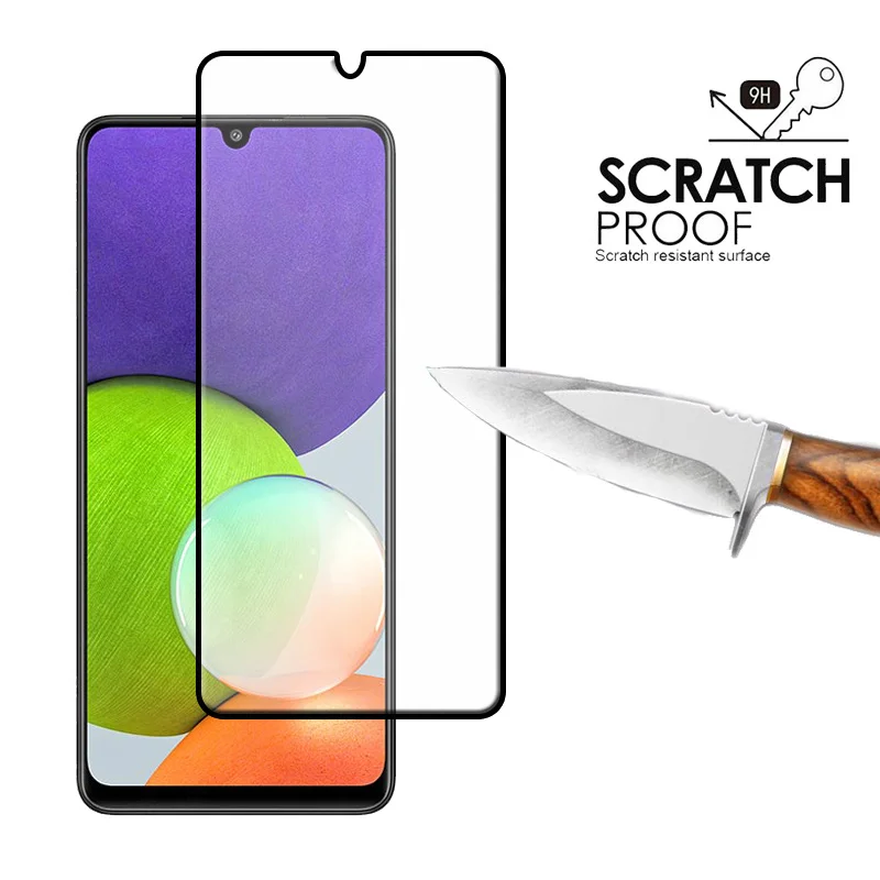 Protector de pantalla de vidrio templado 4 en 1 para Samsung Galaxy A22, A02S, A12, A31, M22, A22-1