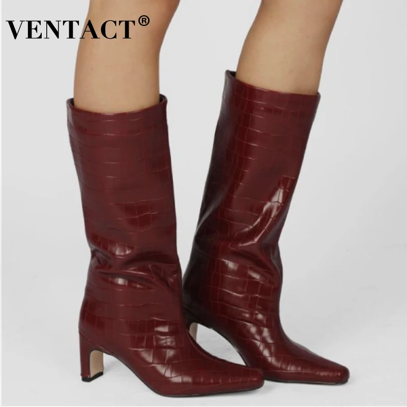 

VENTACT 2022 Size 34-43 Women Knee Boots Winter High Heel Shoes Female Long Boot New Fashion Streetwear Ladies Footwear
