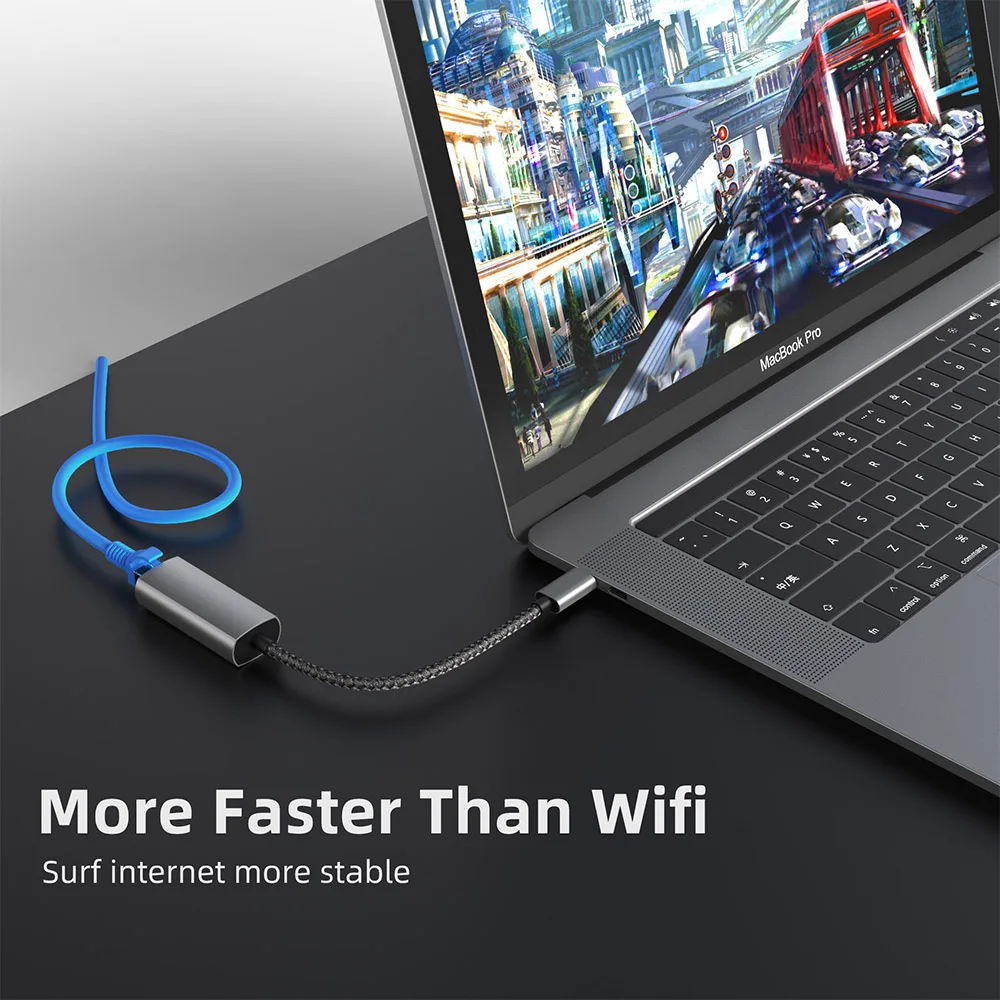 Адаптер USB-C Ethernet USB-C/RJ45 для MacBook Pro Samsung Galaxy S10/S9/Note20 сетевая карта USB | Компьютеры и
