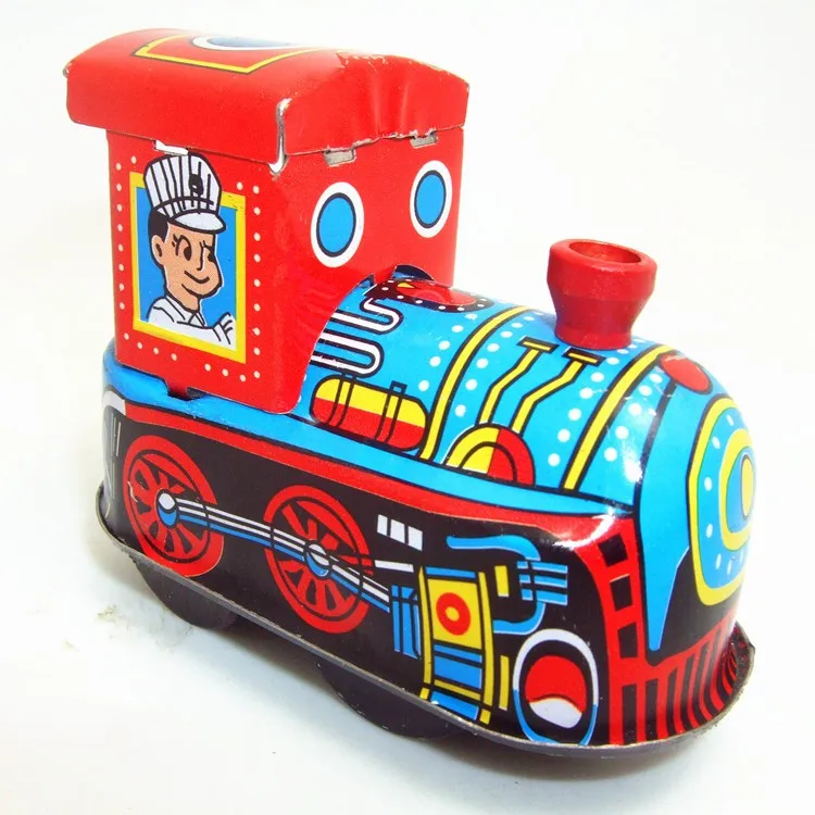 [New] Classic collection Retro Clockwork Wind up Metal Walking Tin locomotive train robot recall Mechanical toys kids baby gift |