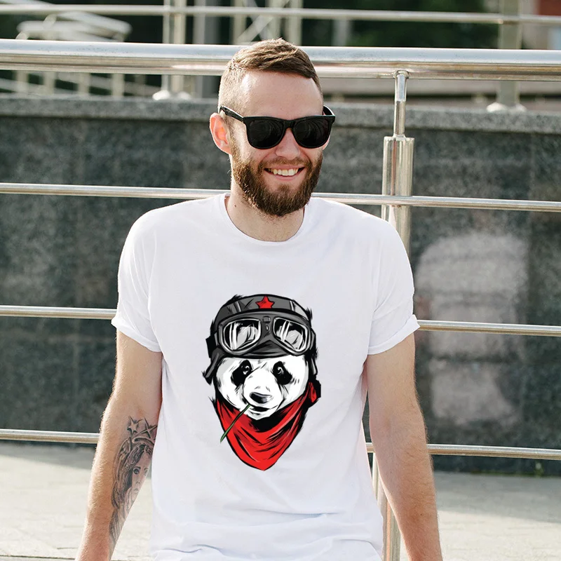 

Biker Panda Cute Unisex Tee-Shirt Autumn Street T-Shirt Funky Summer T Shirts Hipster