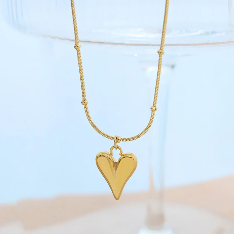 

Sweet Christmas Heart Pendant Necklace for Women Choker Clavicle Chain Titanium Steel Jewelry Collier Acier Inoxydable Femme