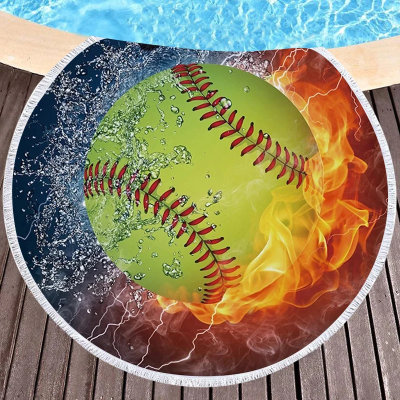 Круглые большие банные полотенца для путешествий с принтом баскетбольного