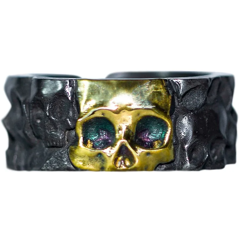 Оригинальный дизайн 925 серебряное кольцо индивидуальное Открытое с черепом 24K