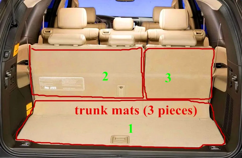 

High quality! Custom special car floor mats + trunk mats for Toyota Sequoia 7 8 seats 2018-2008 waterproof durable car carpets