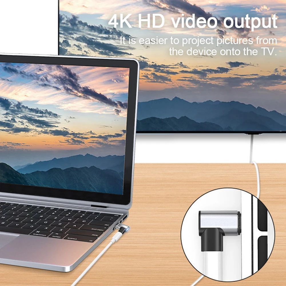Магнитный адаптер 24 Pin Type-C USB 3. 0 10Gbs конвертер PD 3 1 Вт Быстрая зарядка 4K HD