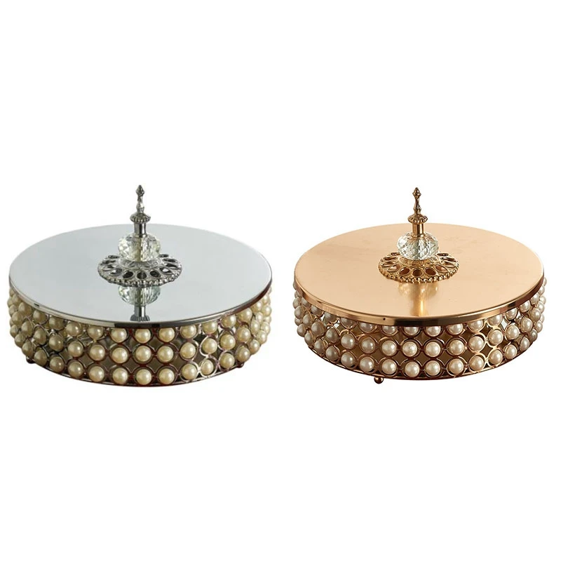 

Mirror Base Tray Vanity Ornate Tray with Lids Faux Pearls Decor Candy Box Wedding Favor Party Supply