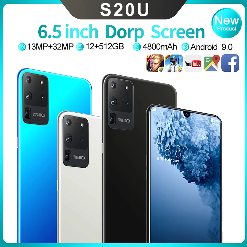 

6.5 inch S20 Ultra Smartphone Android 4G/5G 12GB+512GB 6800mAh Unlocked Mobile Phones Global Version Type-C plug Cell Phone New