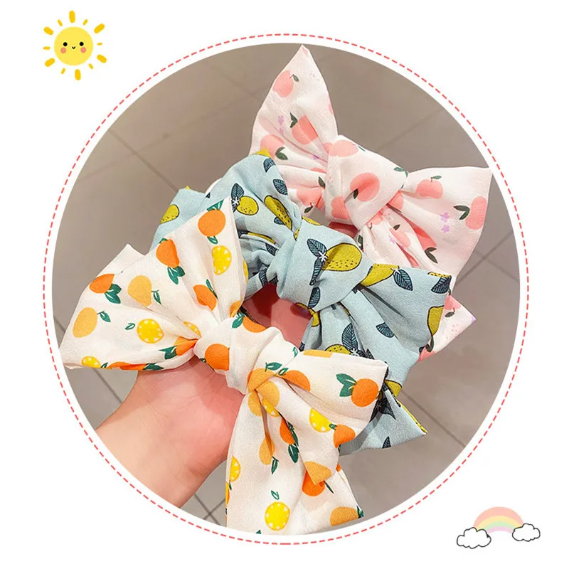 

New Fruit Big Bow Hairpin Girl Cute Hairpin Japanese Top Clip Spring Clip Headdress Fashion Women Hair Accessories