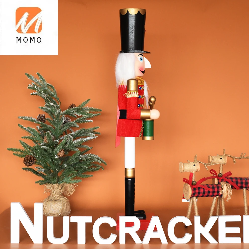 

90cm Home Decoration Crafts Large Christmas Ornament Solid Wooden Nutcracker Soldier for Outdoor Decoration
