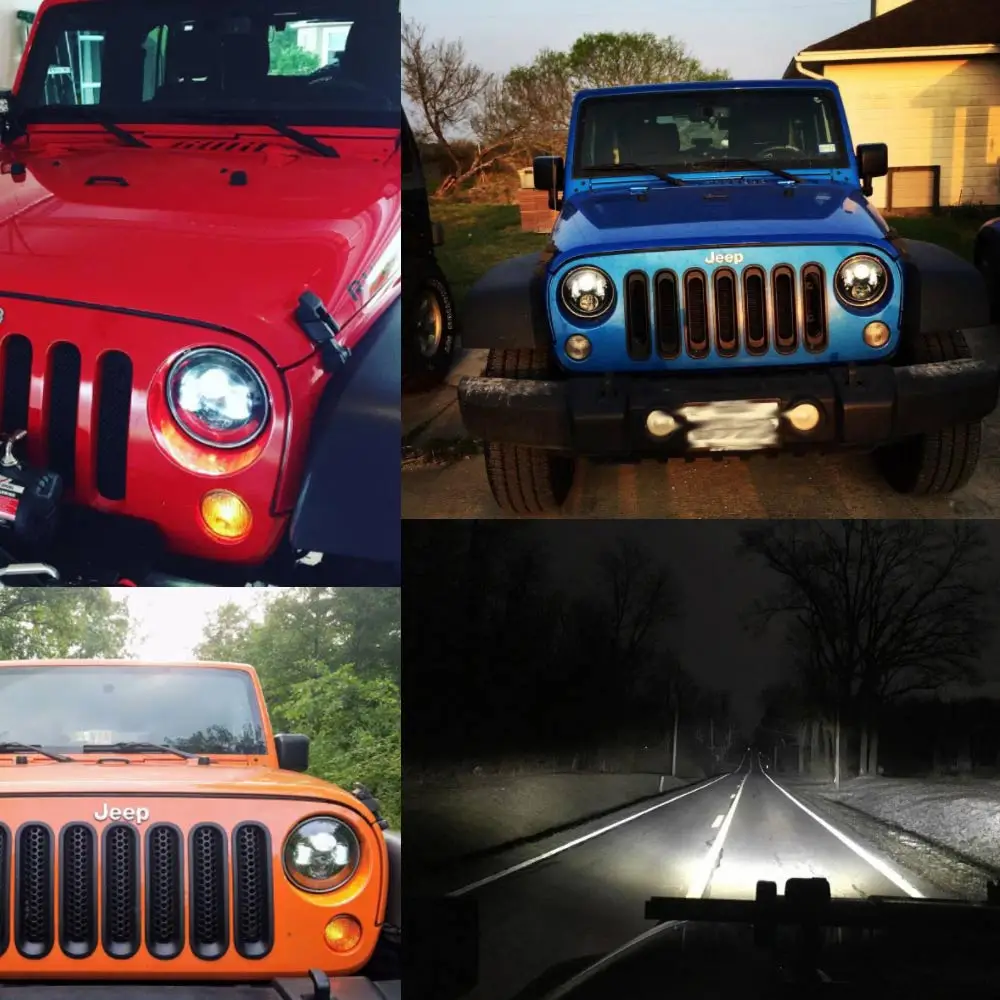 7 "круглый светодиодный Белый DRL/янтарный сигнал поворота для Hummer H1 H2 проектор DRL