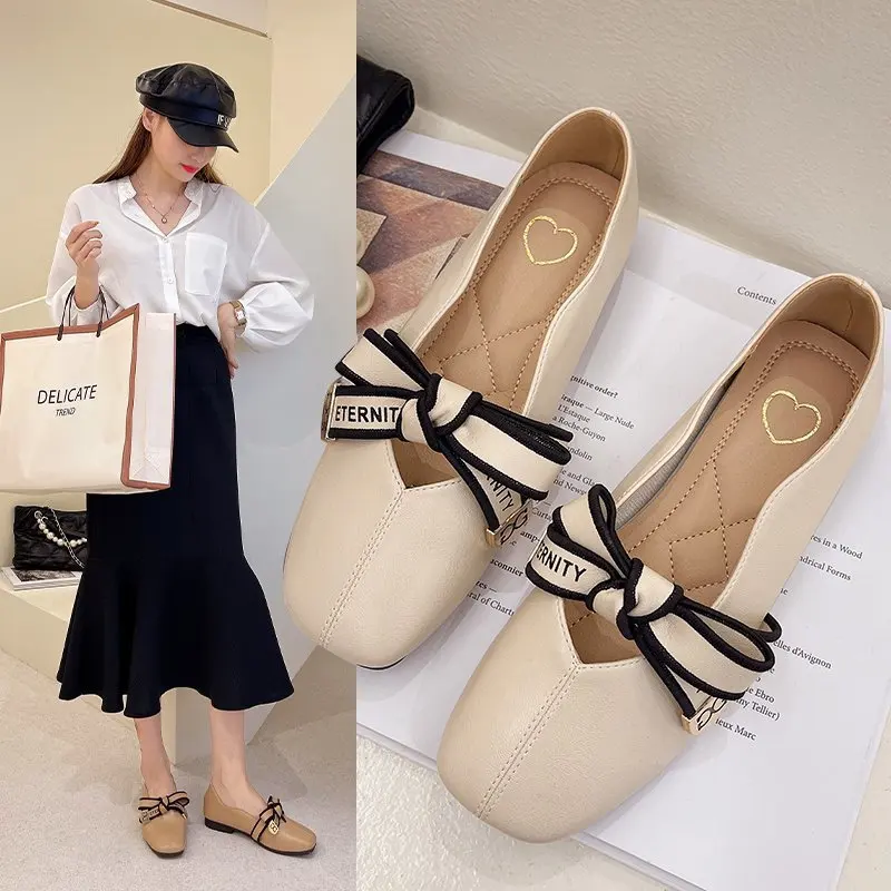 

Женские кожаные туфли, однотонные туфли в горошек, с закрытым носком, на мягкой подошве, с квадратным носком, в стиле ретро, 2021