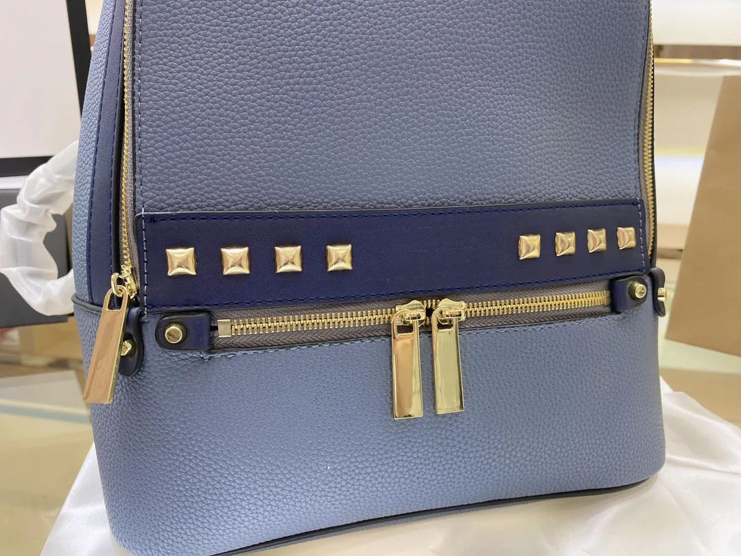 

With logo Ladies backpack Solid color Genuine Leather Simple and stylish High capacity zipper Softback Solid Genuine Leather