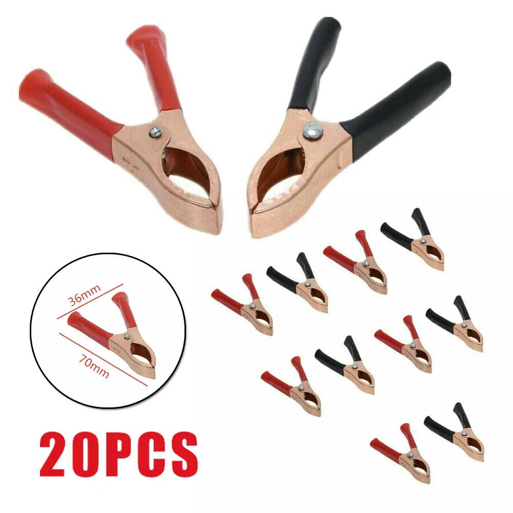 

10* Red Alligator Clip +10* Black Alligator Clip 30A Car Battery Clip Cables Alligator Clips Charger Clamp Repair Tools