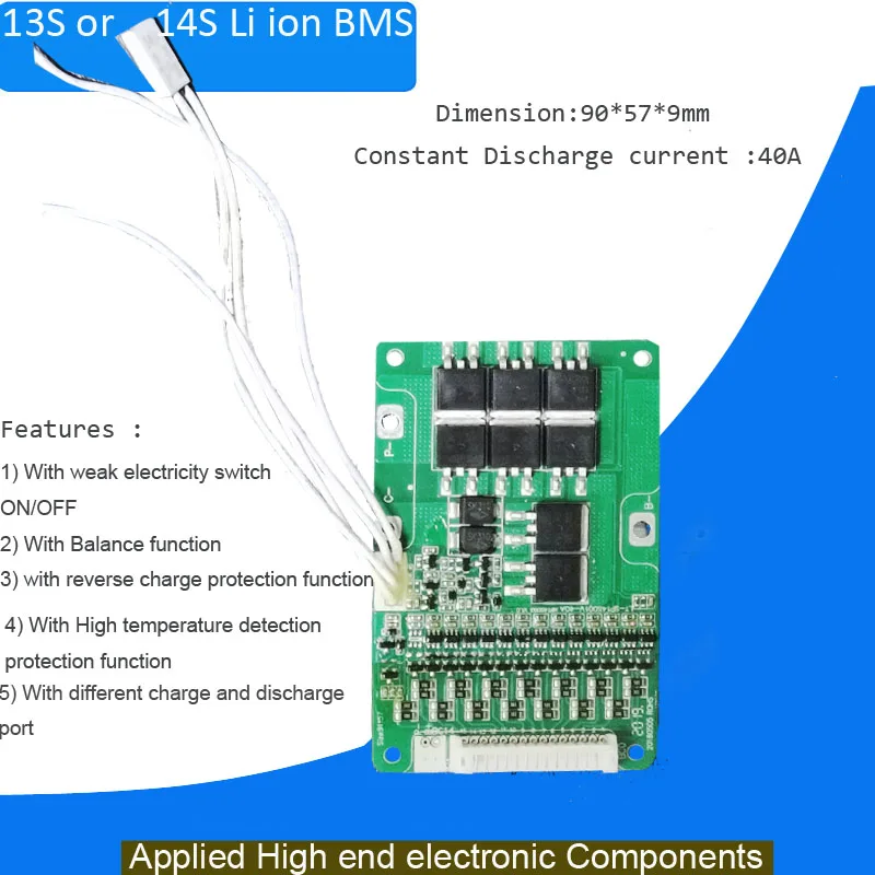 48V 13S печатной платы 54 6 V с 30A 40A постоянная разрядка тока и bms вкл/выкл