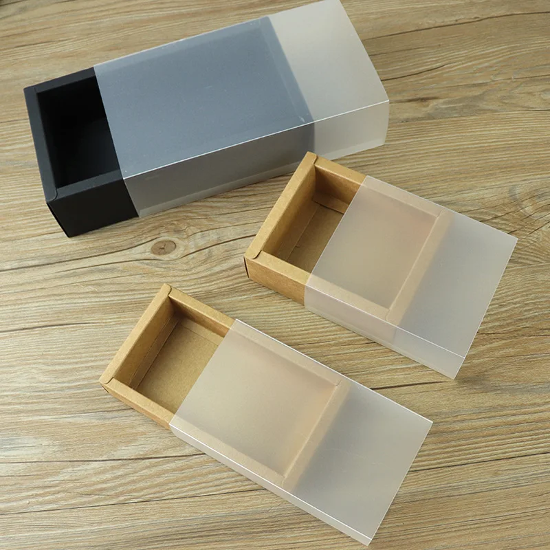 100Pcs/Lot Frosted PVC Cover Kraft Paper Drawer Boxes DIY Handmade Soap Craft Jewel Box for Wedding Party Gift Packaging | Дом и сад
