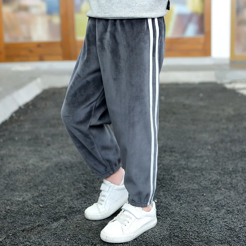 

Children's Pants Autumn Winter Plus Velvet Thick Double-Sided Velvet Casual Pants Boys and Girls Sports Pants