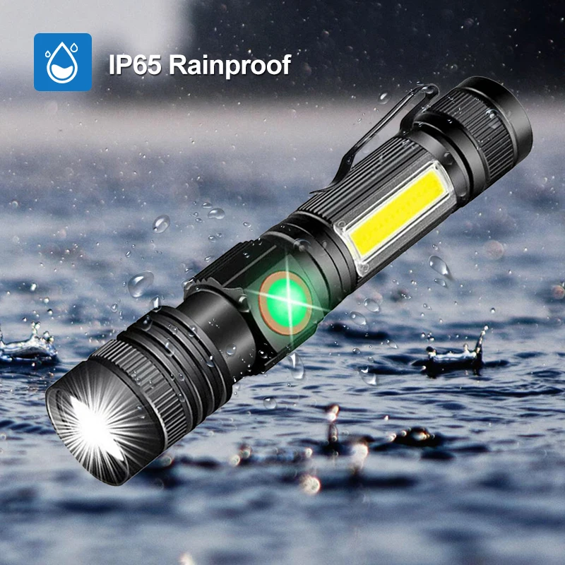 저렴한 10PCS XML-T6 LED 4 모드 COD 사이드 라이트와 Zoomable 자기 손전등 USB 충전 작업 빛 토치 랜 턴 18650 배터리