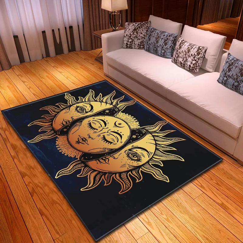

Sun and Moon Mat Rugs Anti-slip Large Rug Carpet Home Decoration Living Flannel Print Non-slip Floor Rug Mat Rugs for Bedroom
