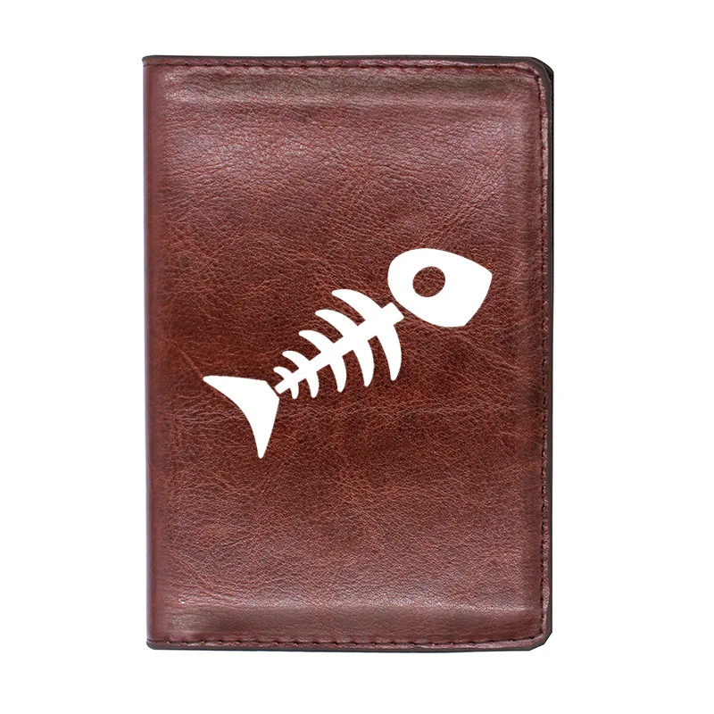 

Personalized Classic Steampunk Fish Skeleton Design Passport Cover For Men Women ID Credit Card Travel Holder Leather Wallet