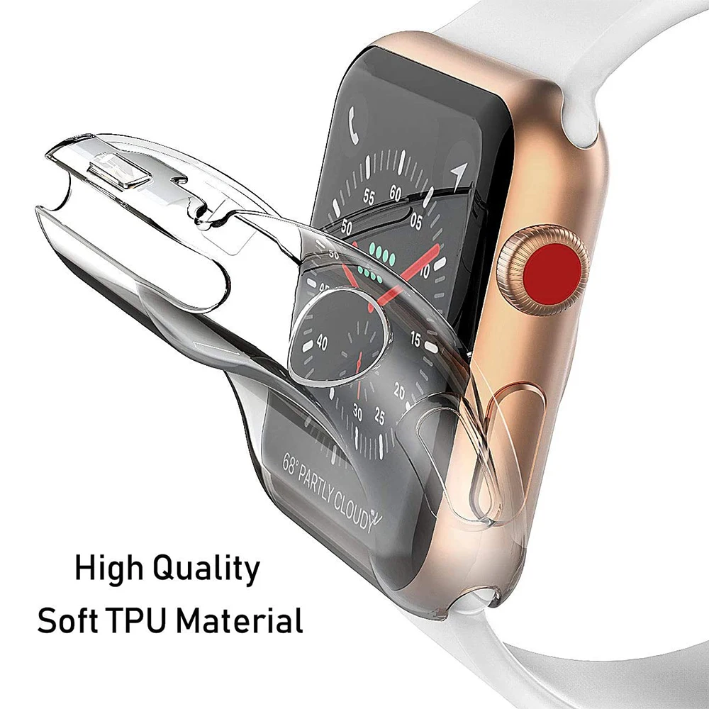 Защита экрана для Apple Watch 6 Чехол 44 мм 40 полный бампер из ТПУ чехол Iwatch 42 38