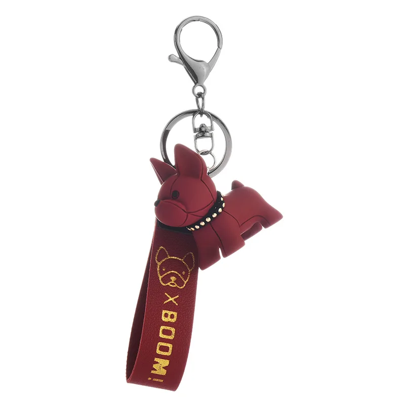 

Web Celebrity Cute Fighting Dog Car Keychains Bag Hanging Ornaments Cartoon Bull Dog Doll Pendant Jewelry Key Rings
