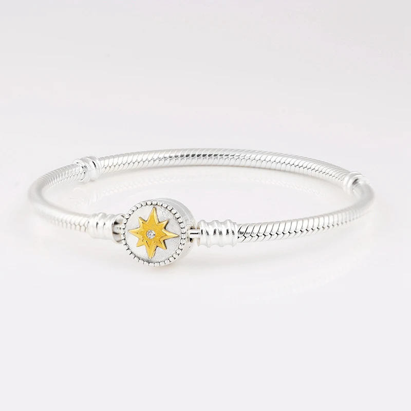 

Moments Love Compass Bracelet 100% 925 Sterling Silver Moments Bracelet Fit Original European Charms Diy Jewelry