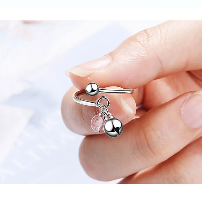 Регулируемое женское кольцо MEETSOFT из серебра 925 пробы с клубничным кварцем |