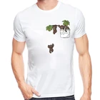Новая летняя трендовая забавная Мужская футболка с мультяшными животными, озорными медведем коала, Ленивец, енот в кармане, топы, крутая уличная одежда, футболки