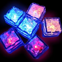 12pcs colorful glowing ice cubes wine glass decoration led fluorescent block flashing induction ice lamp for bar wedding party
