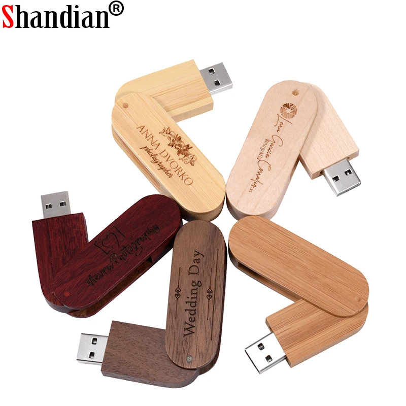 USB-накопитель JASTER деревянный вращающийся 4/8/16 ГБ 32/64 10 шт. в упаковке - купить по