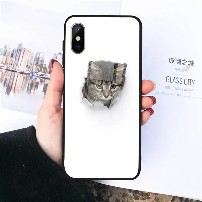 

Cute Cartoon Cat Phone Case Tempered glass For iphone 11 12 PRO MAX X XS XR 5C 6 6S 7 8 plus