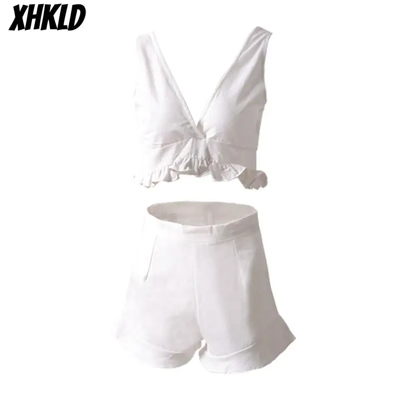 Летняя женская одежда harajuku белый жилет без рукавов с v образным вырезом открытым