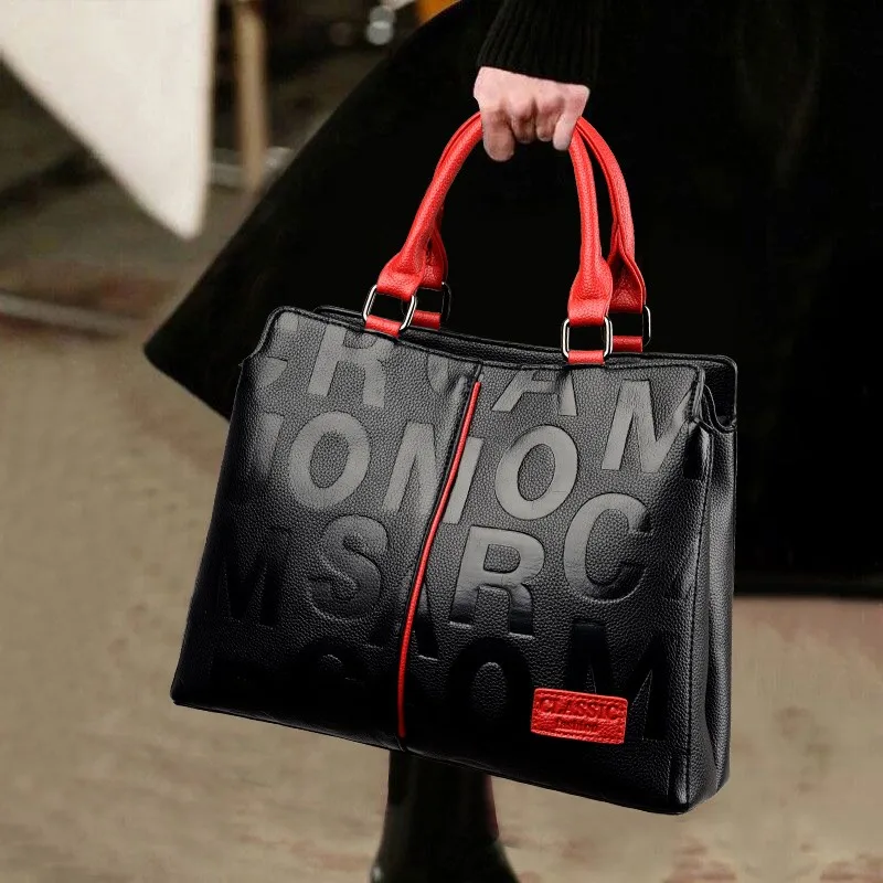 

Ladies Quality Leather Letter Shoulder Bags for Women 2021 Luxury Handbags Women Bags Designer Fashion Large Capacity Tote Bag