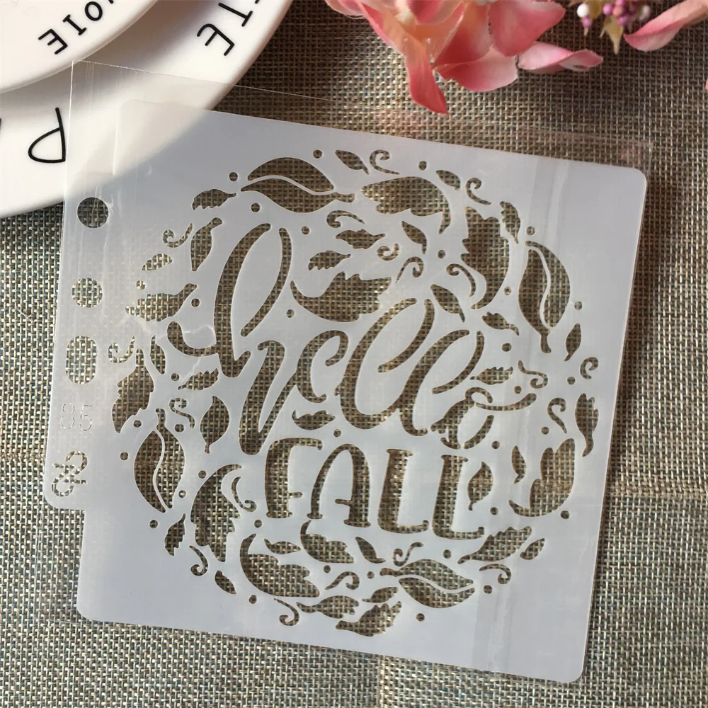 5 1 &quotкруглые листья Осенние слова DIY наклейки трафареты картина фотография