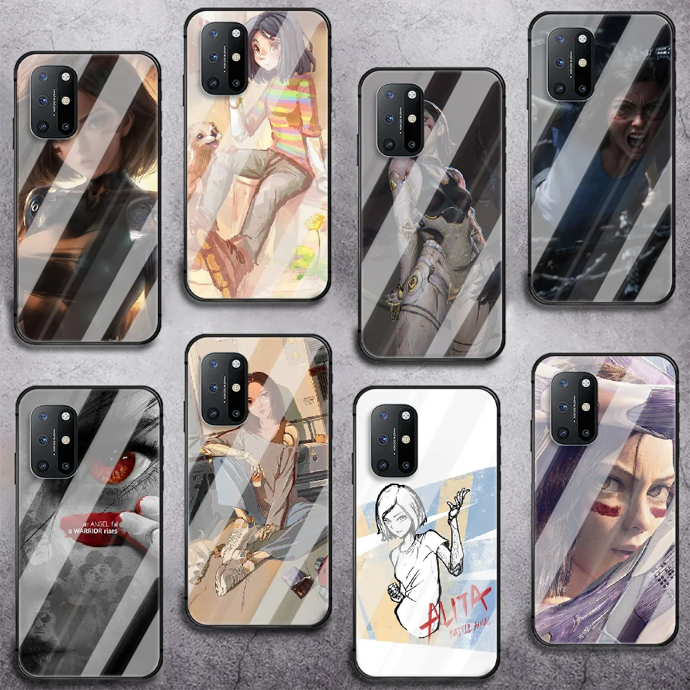 

Anime Alita Battle Angel Cool Phone Tempered Glass Case Cover For Oneplus 5 6 7 8 9 Nord T Pro Back Prime Pretty Black Etui