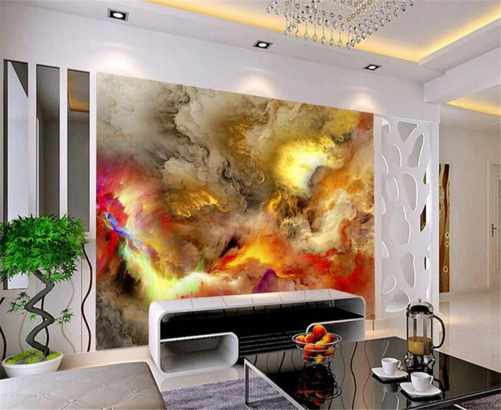 Большие пользовательские обои beibehang 3 абстрактных красочных огненных облака