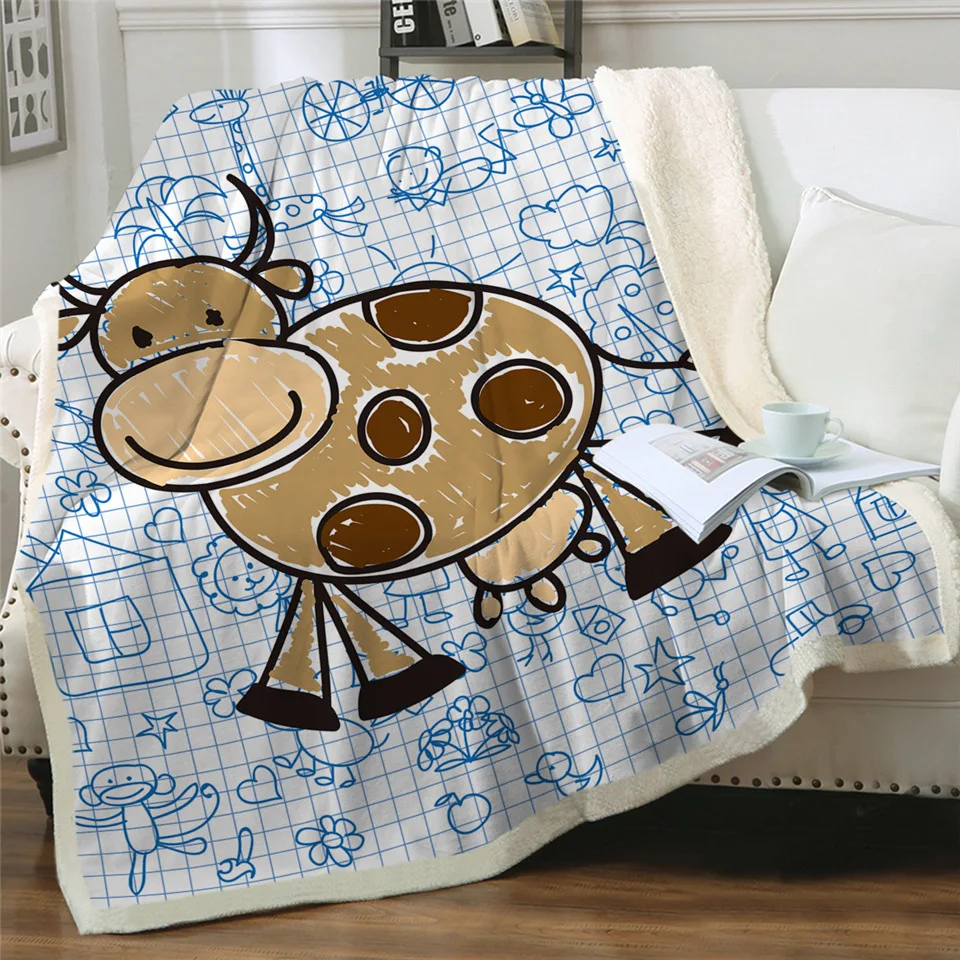 BeddingOutlet Pink Cow Sherpa Fleece Blanket Milk Cartoon Throw Cute Farm Animal Blanket Unicorn Cow Plush Blanket for Bed Couch