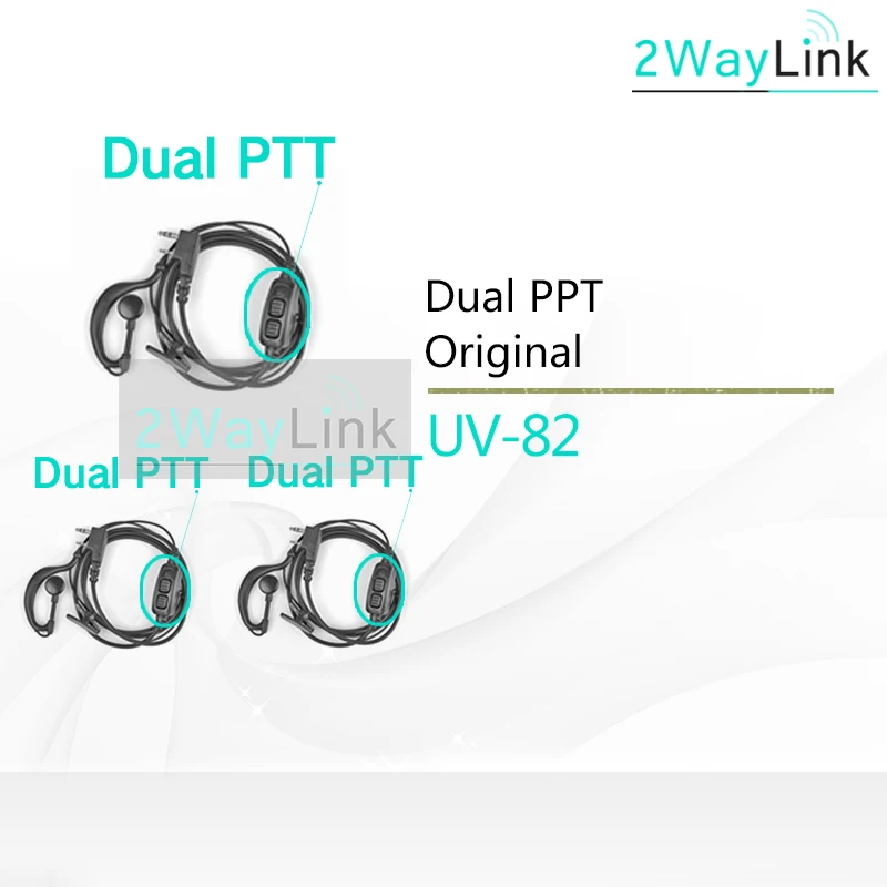 3PCS Двойной PTT Динамик для Baofeng UV-82 UV-82HP UV-82HX UV-8 UV82L UV-89 UV-82 плюс UV-82TP GT-5TP UV 82 UV-82 гарнитура аксессуары - Цвет: 3PCS