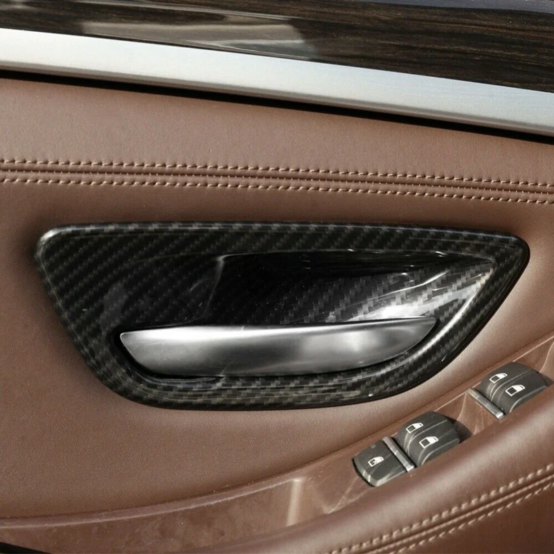 4Pcs Carbon Fiber Interior Door Handle Bowl Cover Trim For-BMW 5 Series F10 2011-2016 | Автомобили и мотоциклы