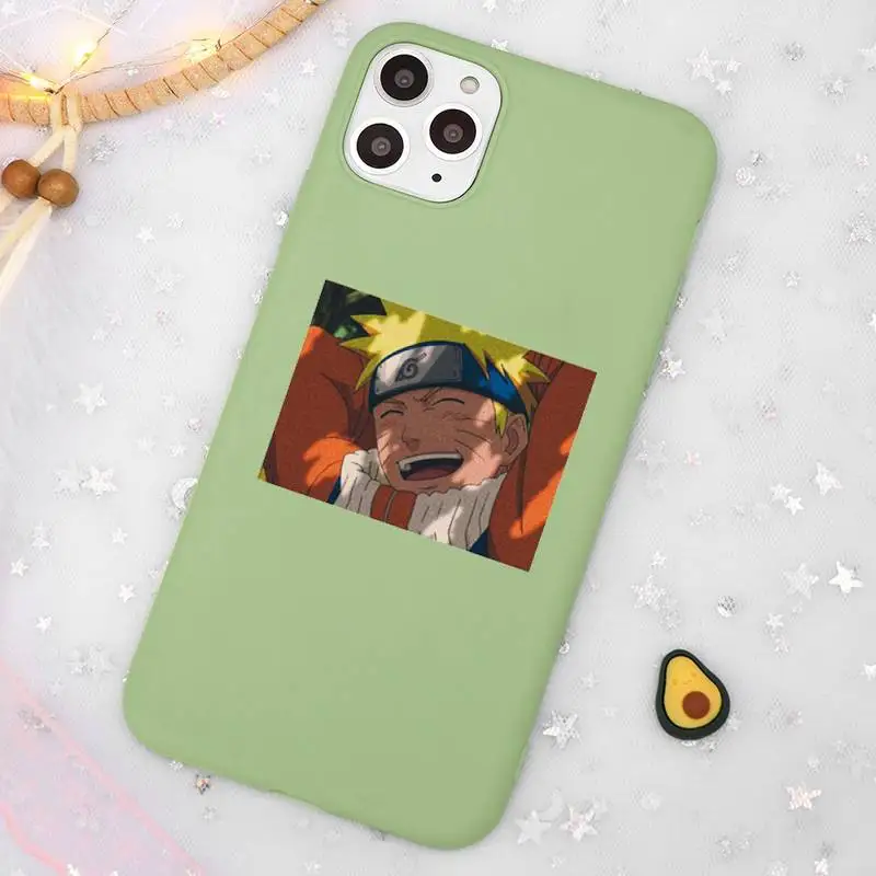 

Naruto Anime Pain Uchiha Sasuke Uzumaki Phone Case Candy Color Green for iPhone 11 12 pro XS MAX 8 7 6 6S Plus X SE 2020 XR
