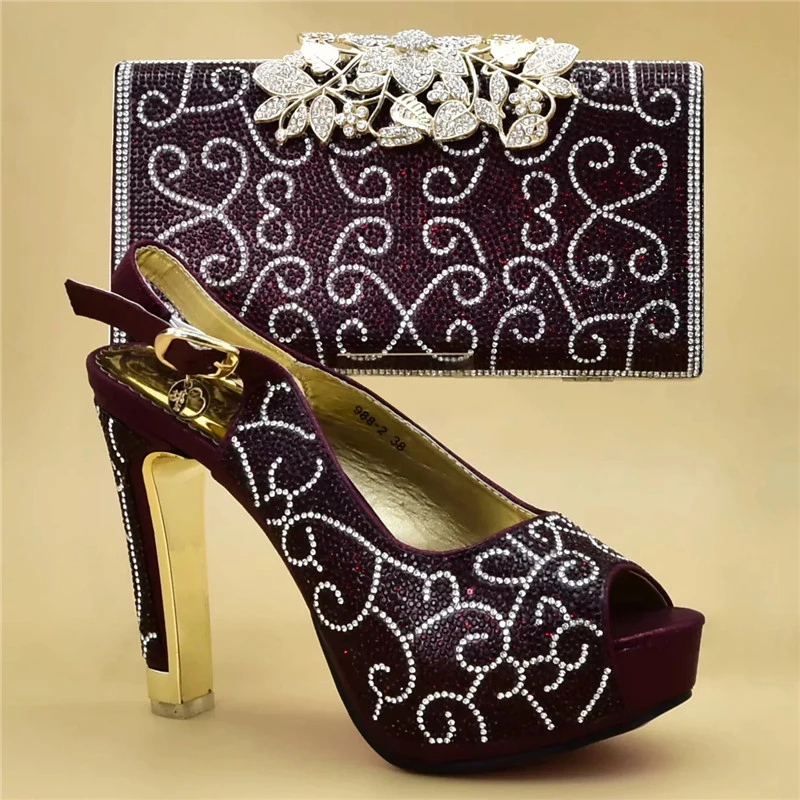 Новое поступление Стразы Женский Свадебный комплект из обуви и сумки